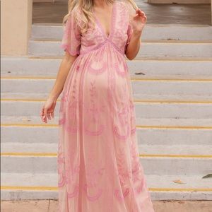 Pinkblush pink lace maternity dress